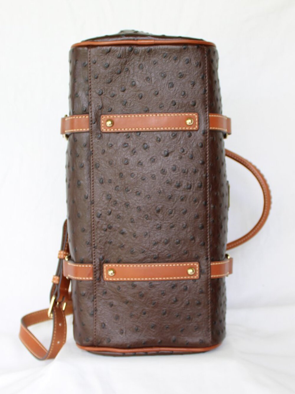 Dooney & Bourke Ostrich brown satchel leather Florentine tassel purse crossbody - Picture 10 of 12